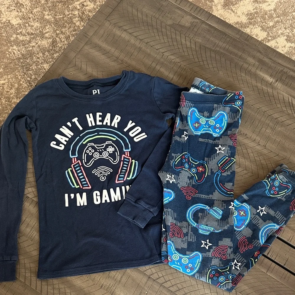 The Children's Place Blue Gaming Pajama Set Long Sleeves